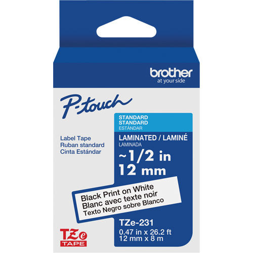 Tze Tape Cartridges, 12 mm x 26-1/4', Black on White Planification Entrepots Molloy