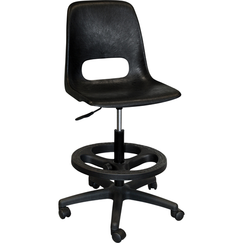 800 Series Classroom Stool with Back, Mobile, Adjustable, 21" - 28", Polypropylene Seat, Grey Planification Entrepots Molloy
