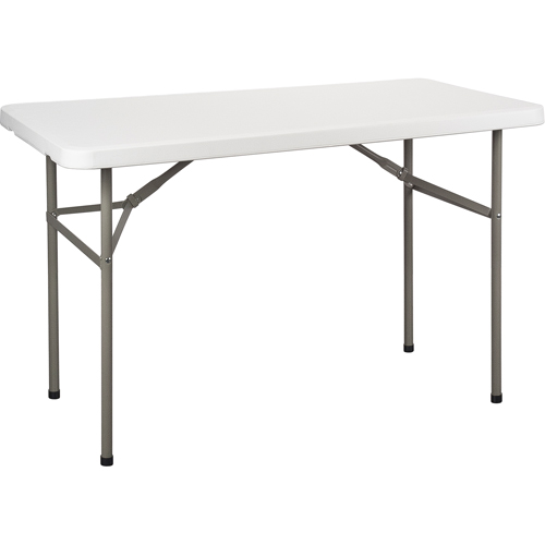 Folding Table, Rectangular, 48" L x 24" W, Polyethylene, White Planification Entrepots Molloy