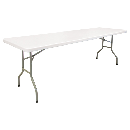Folding Table, Rectangular, 96" L x 30" W, Polyethylene, White Planification Entrepots Molloy