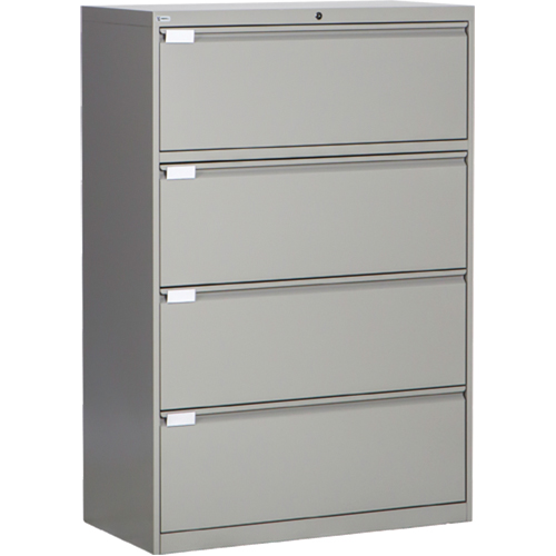 Classeur lat&eacute;ral, Acier, 4 tiroirs, 36" la x 18" p x 53-3/8" h, Gris Planification Entrepots Molloy