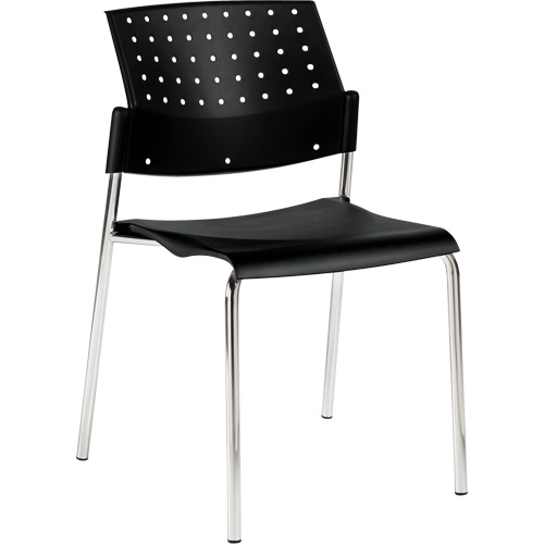 Chaise sans accoudoirs empilables, Plastique, Hauteur 33", Capacit&eacute; 300 lb, Noir Planification Entrepots Molloy