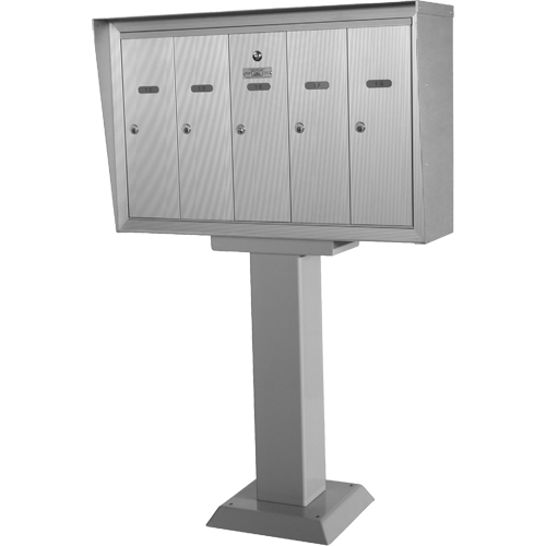 Boîtes aux lettres plateforme unique, Fixation Socle, 16" x 5-1/2", 5 portes, Aluminium Planification Entrepots Molloy