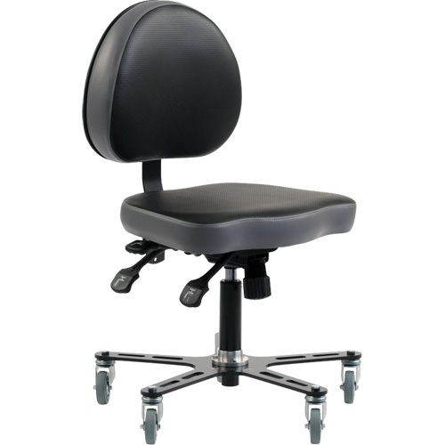 Chaise ergonomique &agrave; inclinaison r&eacute;glable SF180, Mobile, Ajustable, Vinyle Si&egrave;ge, Noir/gris Planification Entrepots Molloy