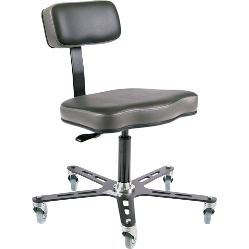Chaise ergonomique SF160, Mobile, Vinyle Si&egrave;ge, Noir Planification Entrepots Molloy