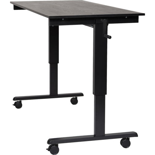 Adjustable Stand-Up Desk, Stand-Alone Desk, 48-1/2" H x 59" W x 29-1/2" D, Black Planification Entrepots Molloy