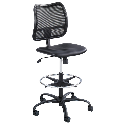 Vue Ergonomic Stool, Vinyl, Black, 250 lbs. Capacity Planification Entrepots Molloy