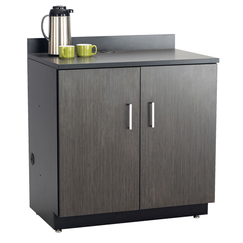 Modular Base Cabinet, Melamine, 2 Shelves, 39" H x 36" W x 25" D, Asian Night/Black Planification Entrepots Molloy