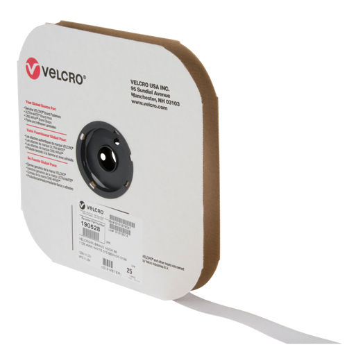 Ruban d'attaches, Crochet, 25 vg x 1", Cousu, Blanc Planification Entrepots Molloy