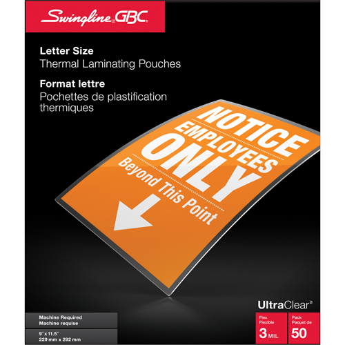 Swingline UltraClear Laminating Letter Pouches Planification Entrepots Molloy