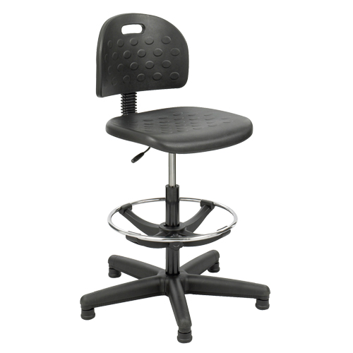 Soft Tough Stool, Stationary, Adjustable, 29" - 49", Polyurethane Seat, Black Planification Entrepots Molloy