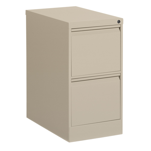 Vertical Filing Cabinet, Steel, 2 Drawers, 15-1/7" W x 25" D x 29" H, Beige Planification Entrepots Molloy