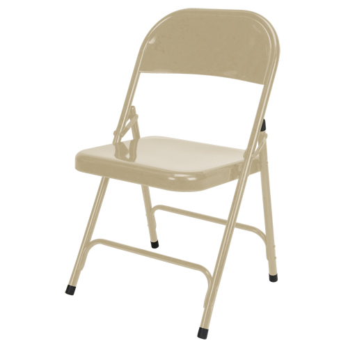 Folding Chair, Steel, Beige, 300 lbs. Weight Capacity Planification Entrepots Molloy