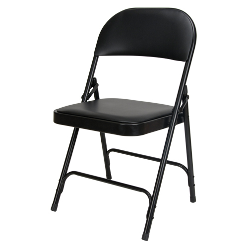 Vinyl Padded Folding Chair, Steel, Black, 300 lbs. Weight Capacity Planification Entrepots Molloy