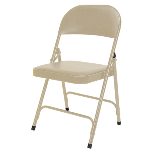 Vinyl Padded Folding Chair, Steel, Beige, 300 lbs. Weight Capacity Planification Entrepots Molloy