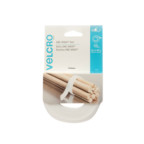 Ruban d'attaches One-Wrap, Boucle et crochet, 12' x 3/4", Auto-aggripant, Blanc Planification Entrepots Molloy