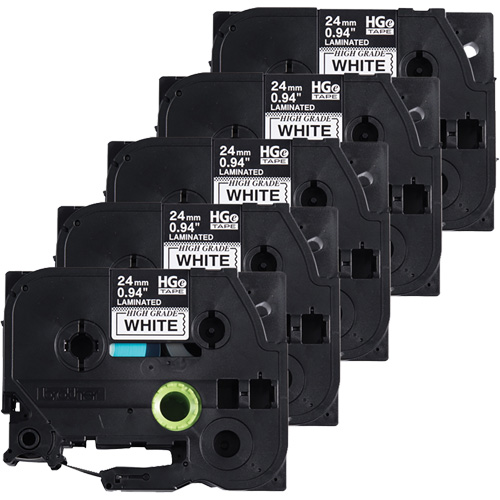 Ruban lamin&eacute;, 24 mm x 8 m, Noir sur blanc Planification Entrepots Molloy