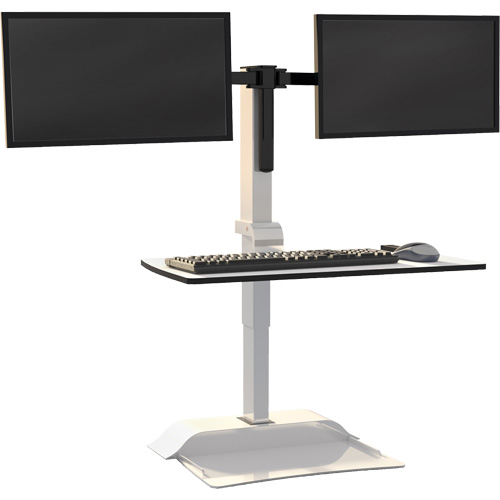 Soar Sit/Stand Electric Desk with Dual Monitor Arm, Desktop Unit, 37-1/4" H x 27-3/4" W x 22" D, White Planification Entrepots Molloy