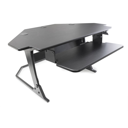 Goya Sit-Stand Corner Work Station, Desktop Unit, 20" H x 42" W x 37-4/5" D, Black Planification Entrepots Molloy