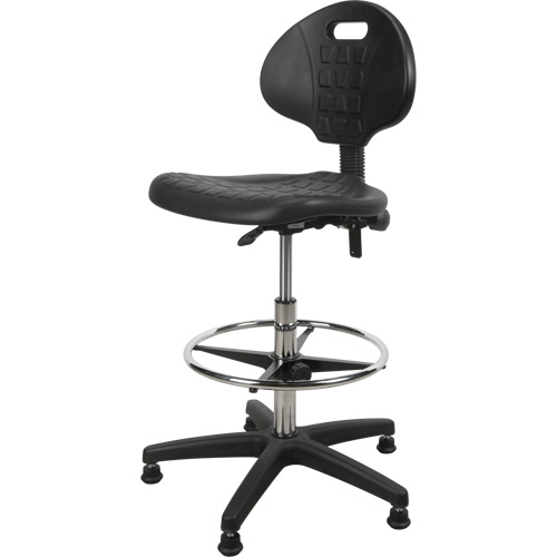 Tabouret robuste et ergonomique, Stationnaire, Ajustable, 39” - 48”, Polyur&eacute;thane Si&egrave;ge, Noir Planification Entrepots Molloy