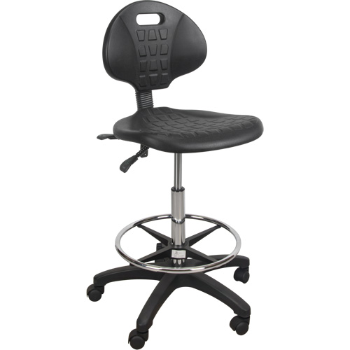 Tabouret robuste et ergonomique, Mobile, Ajustable, 39" - 48", Polyur&eacute;thane Si&egrave;ge, Noir Planification Entrepots Molloy