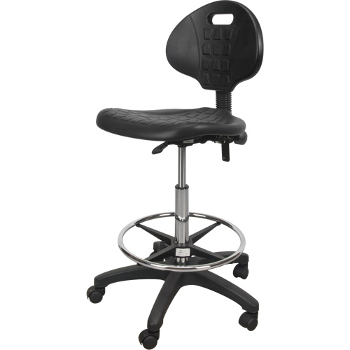 Tabouret robuste et ergonomique, Mobile, Ajustable, 39" - 48", Polyur&eacute;thane Si&egrave;ge, Noir Planification Entrepots Molloy