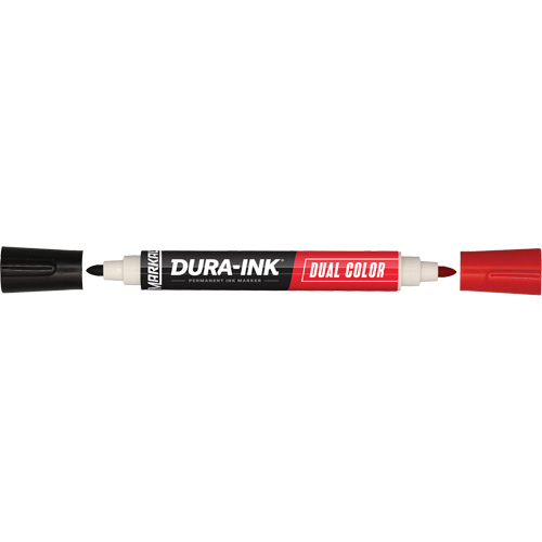 Marqueur &agrave; encre permanente et double couleur Markal Dura-Ink, Noir/Rouge, Pointe Ronde Planification Entrepots Molloy