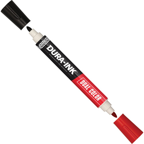 Marqueur &agrave; encre permanente et double couleur Markal Dura-Ink, Noir/Rouge, Pointe Ronde Planification Entrepots Molloy