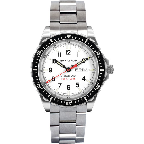 Tr&egrave;s grande montre automatique &eacute;dition arctique avec jour/date avec bracelet en acier inoxydable, Num&eacute;rique, &agrave; piles, 46 mm, Argent Planification Entrepots Molloy