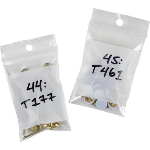 Sacs en poly avec espace inscriptible blanc, Refermable, 3" x 2", 2 mils Planification Entrepots Molloy