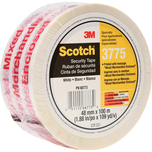 Ruban d'emballage Scotch 3775 avec message, Adh&eacute;sif Thermofusible, 2 mils, 48 mm (1-22/25") x 100 m (328') Planification Entrepots Molloy