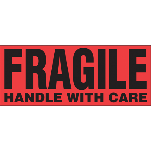 "Fragile Handle with Care" Special Handling Labels, 5" L x 2" W, Black on Red Planification Entrepots Molloy
