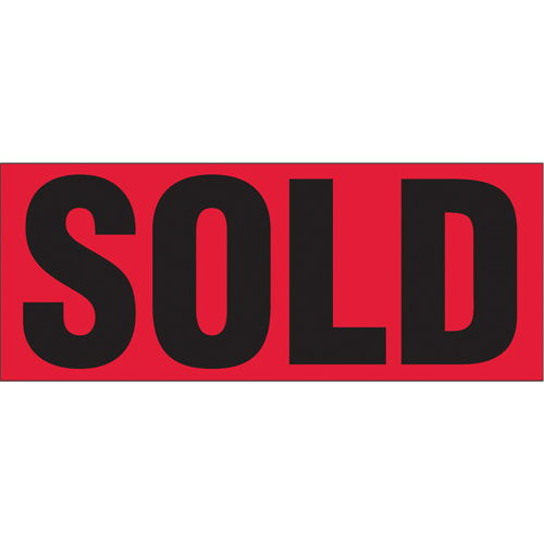 "Sold" Special Handling Labels, 5" L x 2" W, Black on Red Planification Entrepots Molloy