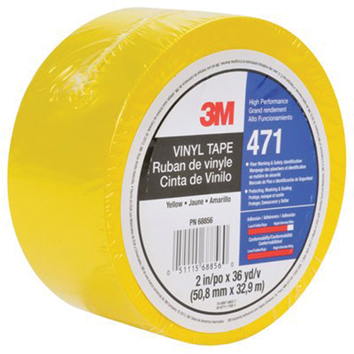 471 Vinyl Tape, 50.8 mm (2") W x 32.9 m (108') L, 5.3 mils, Yellow Planification Entrepots Molloy