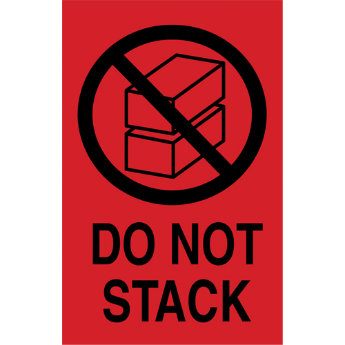 &eacute;tiquettes  Do Not Stack  pour envoi international, 6" lo x 4" la, Noir/rouge Planification Entrepots Molloy