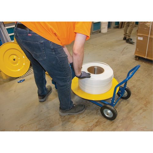 Distributeur de feuillards, Feuillard Polyester/Acier/Polypropyl&egrave;ne, Dia de noyau 16"/8", largeur de rouleau 3"/8"/6" Planification Entrepots Molloy