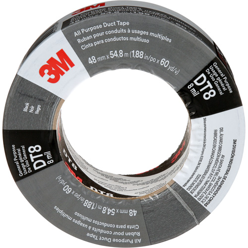 DT8 All-Purpose Duct Tape, 8 mils, Black, 48 mm (2") x 55 m (180') Planification Entrepots Molloy