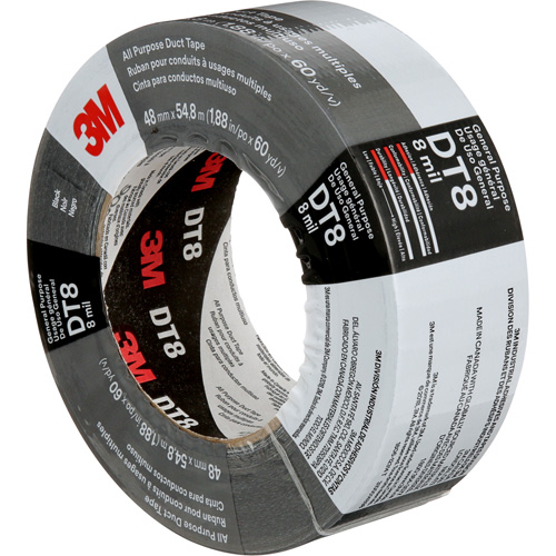 DT8 All-Purpose Duct Tape, 8 mils, Black, 48 mm (2") x 55 m (180') Planification Entrepots Molloy