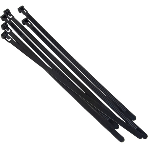 Attache-c&acirc;ble r&eacute;utilisable, Longueur 14", R&eacute;sistance &agrave; la traction 50 lb, Noir Planification Entrepots Molloy