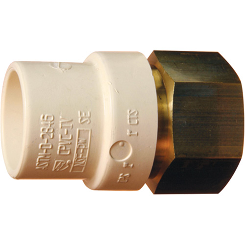 Adaptateur de tuyau filet&eacute;, Noeud x FPT, 1-1/4" dia., Laiton/PVC-C Planification Entrepots Molloy