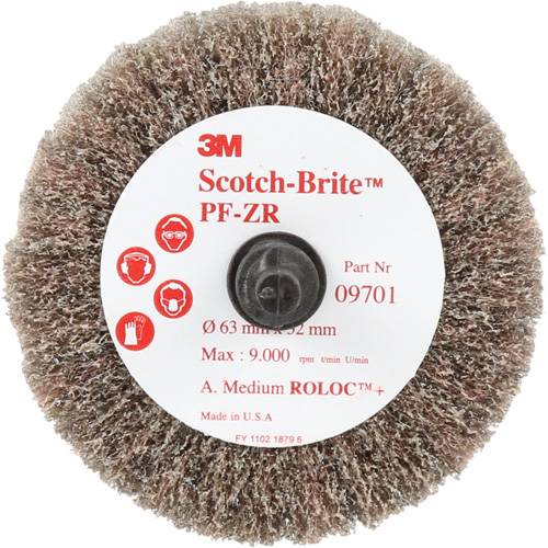 Scotch-Brite Roloc Cut and Polish Flap Brush, PF-ZR, Aluminum Oxide, Medium Grit, 2-1/2" x 1-1/4" Planification Entrepots Molloy