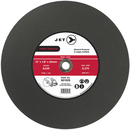 POWER ABRASIVE&reg; Cut-Off Wheel, 12" x 1/8", 20 mm Arbor, Type 1, 6370 RPM Planification Entrepots Molloy