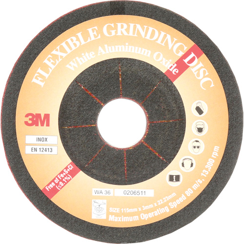 Flexible Grinding Disc, 4-5/8", Aluminum Oxide, 22 mm, Type WA Planification Entrepots Molloy