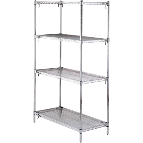 ETAGERE,4 TABL18X36X63,CHROME,800LB/TABL., Tiers 4, 36" la x 63" h x 18" p Planification Entrepots Molloy