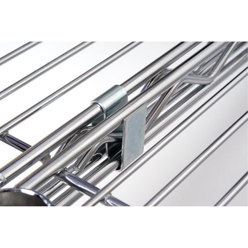 Crochet en S pour &eacute;tag&egrave;re en treillis chromat&eacute; Planification Entrepots Molloy