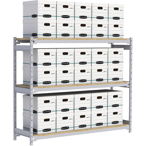 Wide Span Record Storage Shelving, Steel, 3 Shelves, 72" W x 18" D x 60" H Planification Entrepots Molloy