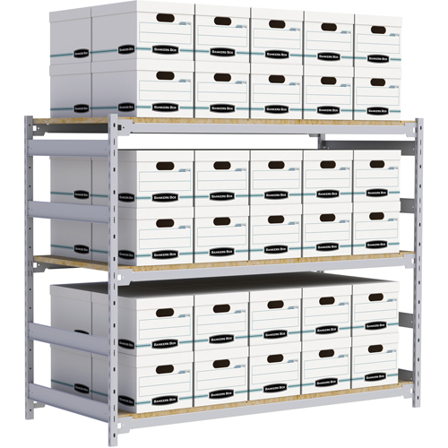 Wide Span Record Storage Shelving, Steel, 3 Shelves, 72" W x 32" D x 60" H Planification Entrepots Molloy
