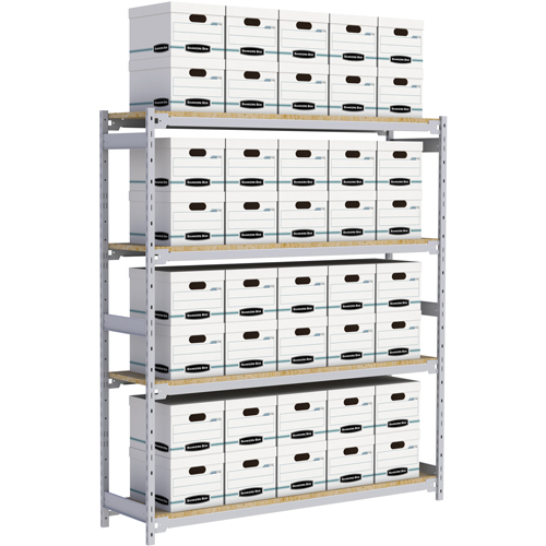 Wide Span Record Storage Shelving, Steel, 4 Shelves, 72" W x 18" D x 84" H Planification Entrepots Molloy