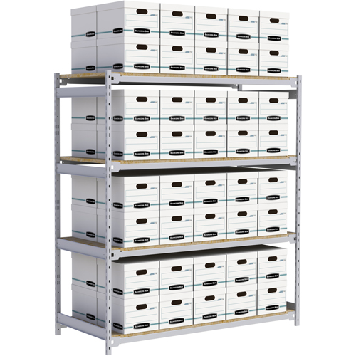 Wide Span Record Storage Shelving, Steel, 4 Shelves, 72" W x 32" D x 84" H Planification Entrepots Molloy