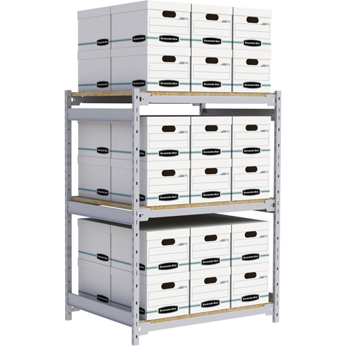 Wide Span Record Storage Shelving, Steel, 3 Shelves, 42" W x 32" D x 60" H Planification Entrepots Molloy